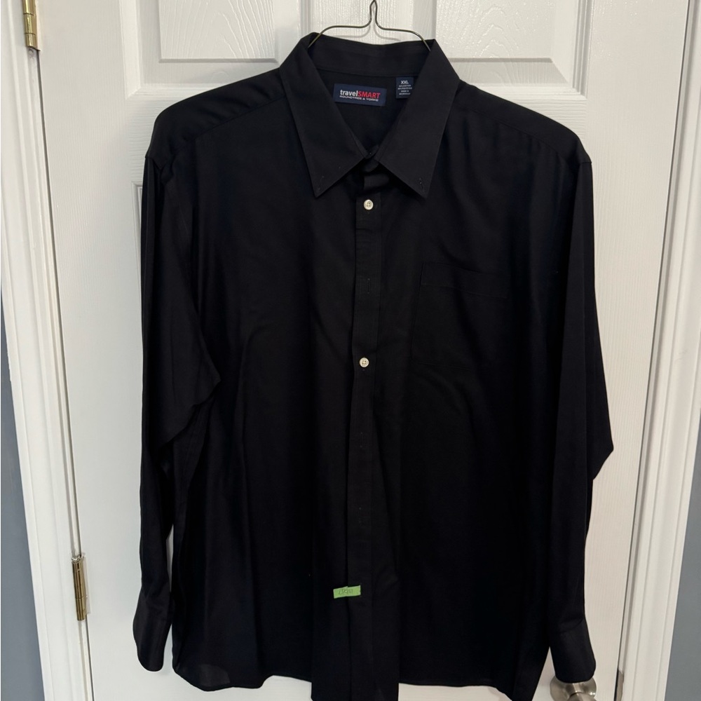 Dillards Roundtree & York TravelSmart Men's Black Long-Sleeve Dress Shirt